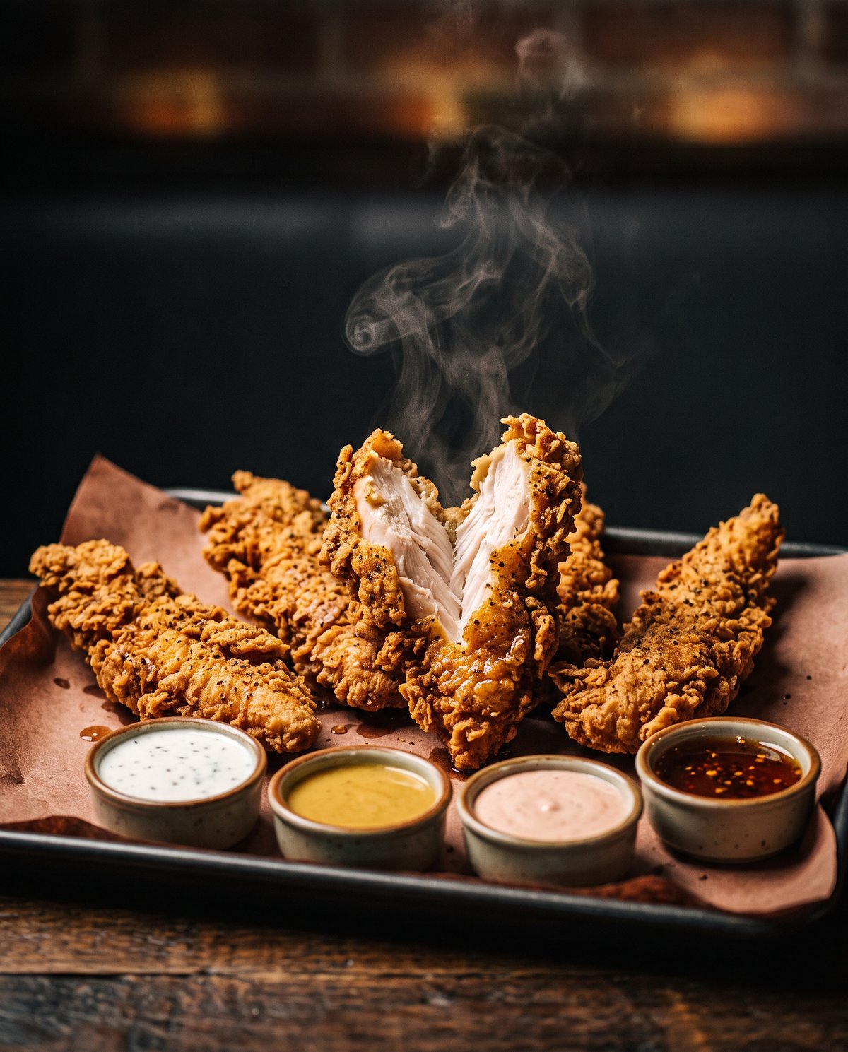 Hand-pulled tenders with sauces